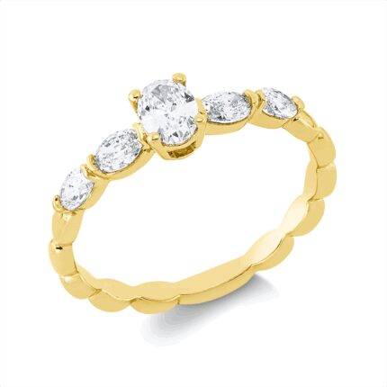 Solitaeire Gelbgold 18kt 0,53 Diamantringe mit 5 Diamanten - 1HN44