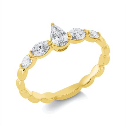Solitaeire Gelbgold 18kt 0,55 Diamantringe mit 5 Diamanten - 1HN45