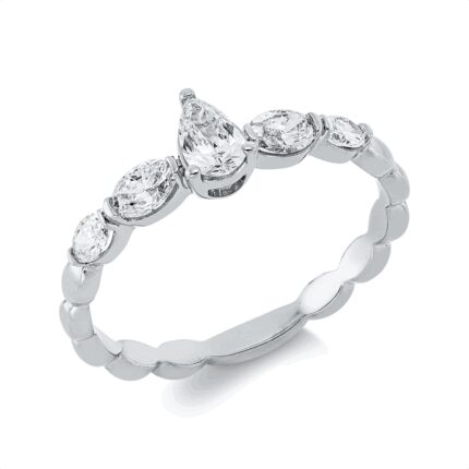 Solitaeire Weißgold 18kt 0,66 Diamantringe mit 5 Diamanten - 1HN46