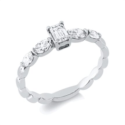 Solitaeire Weißgold 18kt 0,59 Diamantringe mit 5 Diamanten - 1HN48