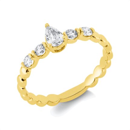 Solitaeire Gelbgold 18kt 0,40 Diamantringe mit 5 Diamanten - 1HN55