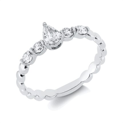 Solitaeire Weißgold 18kt 0,43 Diamantringe mit 5 Diamanten - 1HN55