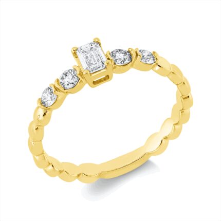Solitaeire Gelbgold 18kt 0,42 Diamantringe mit 5 Diamanten - 1HN72