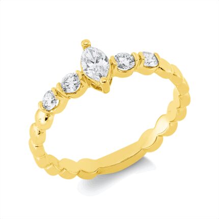 Solitaeire Gelbgold 18kt 0,42 Diamantringe mit 5 Diamanten - 1HN75