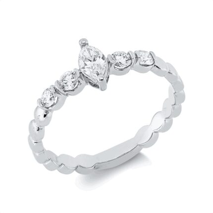 Solitaeire Weißgold 18kt 0,41 Diamantringe mit 5 Diamanten - 1HN75