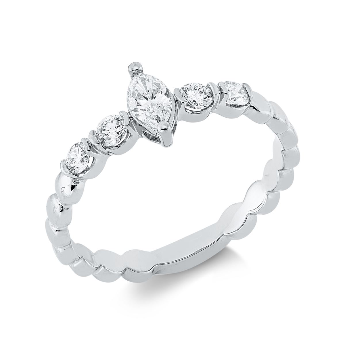 1HN75W Solitaeire Weißgold 18kt 0,41 Diamantringe mit 5 Diamanten - 1HN75 – Bild 1