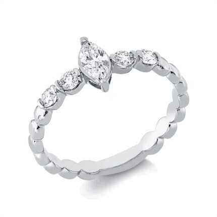 Solitaeire Weißgold 18kt 0,44 Diamantringe mit 5 Diamanten - 1HN76