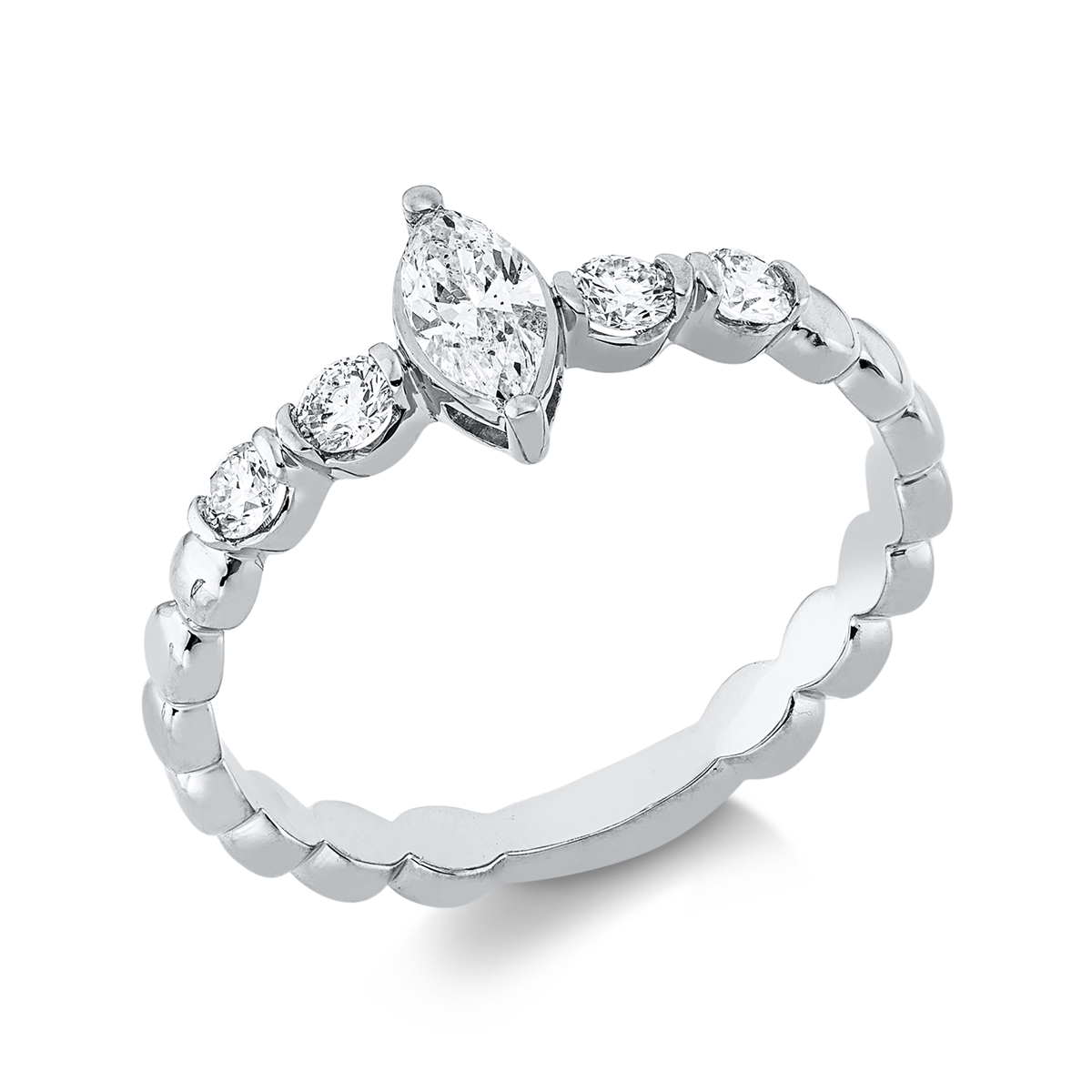 1HN76W Solitaeire Weißgold 18kt 0,48 Diamantringe mit 5 Diamanten - 1HN76 – Bild 1