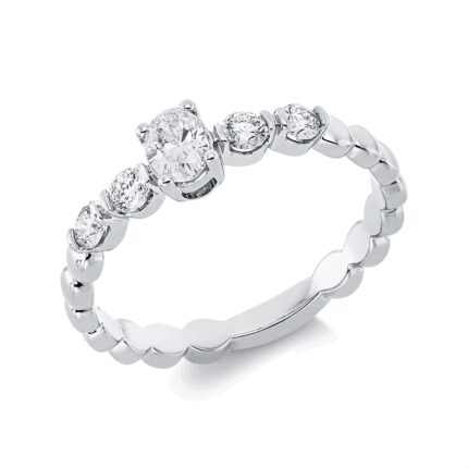 Solitaeire Weißgold 18kt 0,40 Diamantringe mit 5 Diamanten - 1HN77