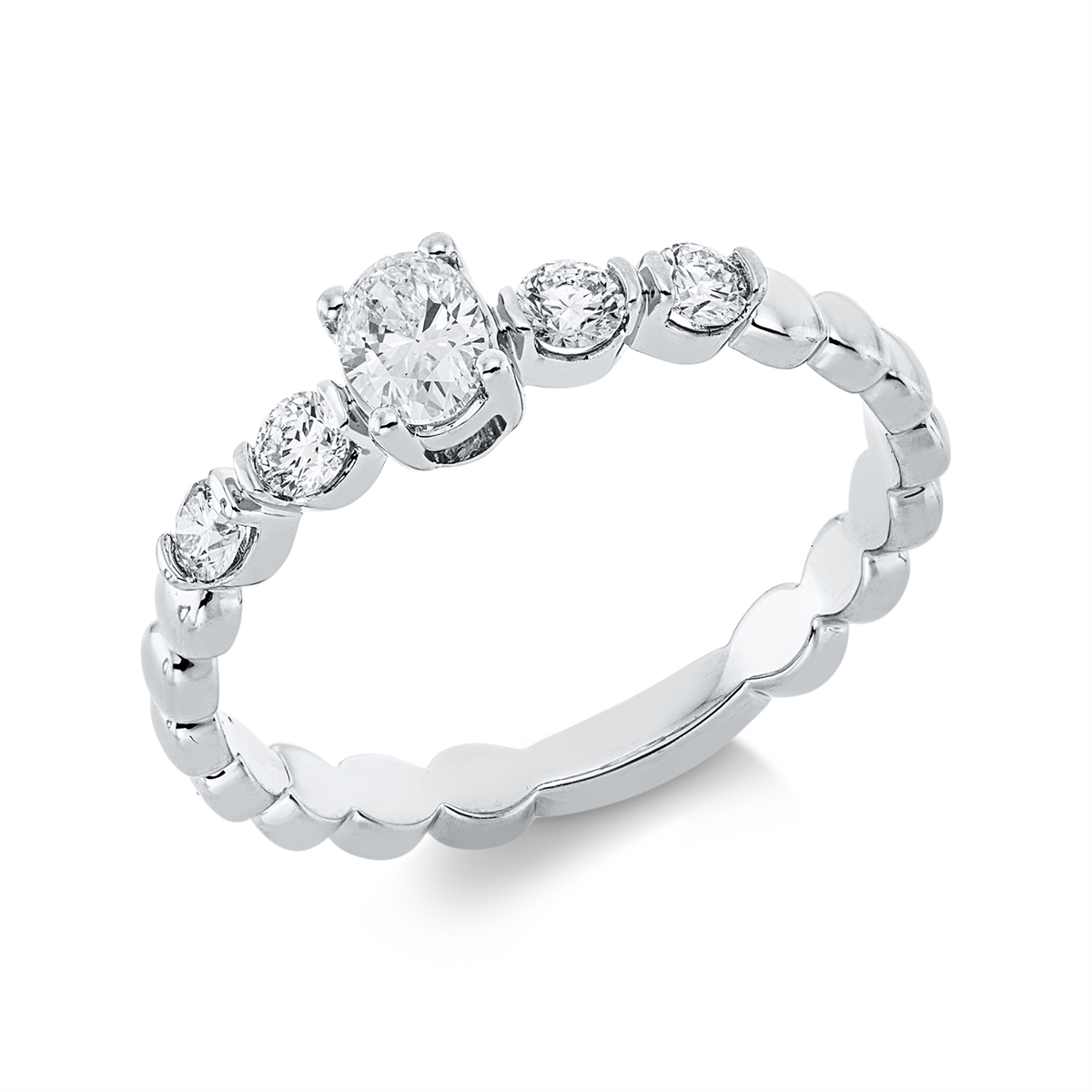 1HN77W Solitaeire Weißgold 18kt 0,40 Diamantringe mit 5 Diamanten - 1HN77 – Bild 1