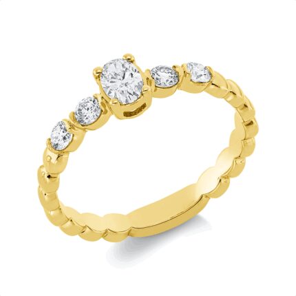Solitaeire Gelbgold 18kt 0,46 Diamantringe mit 5 Diamanten - 1HN78