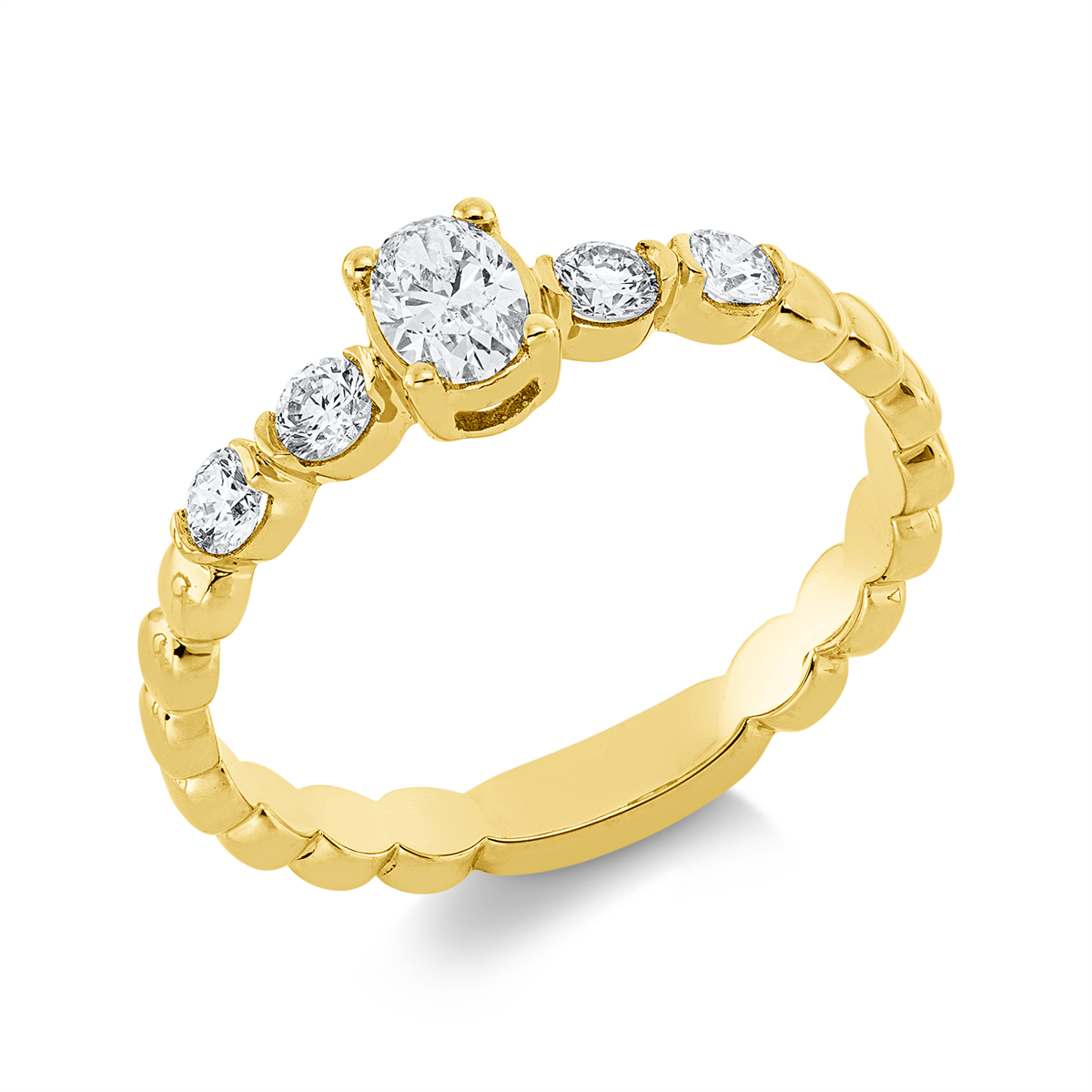 1HN78G Solitaeire Gelbgold 18kt 0,46 Diamantringe mit 5 Diamanten - 1HN78 – Bild 1