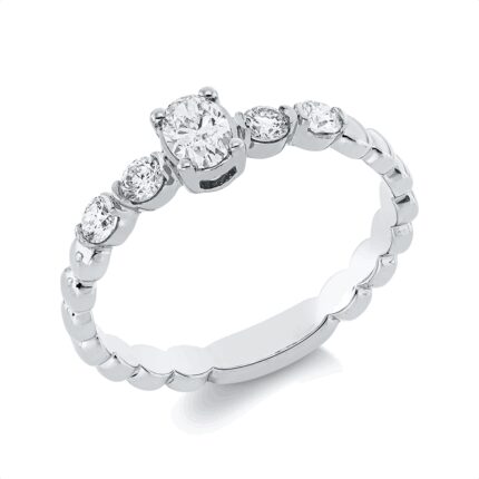 Solitaeire Weißgold 18kt 0,44 Diamantringe mit 5 Diamanten - 1HN78