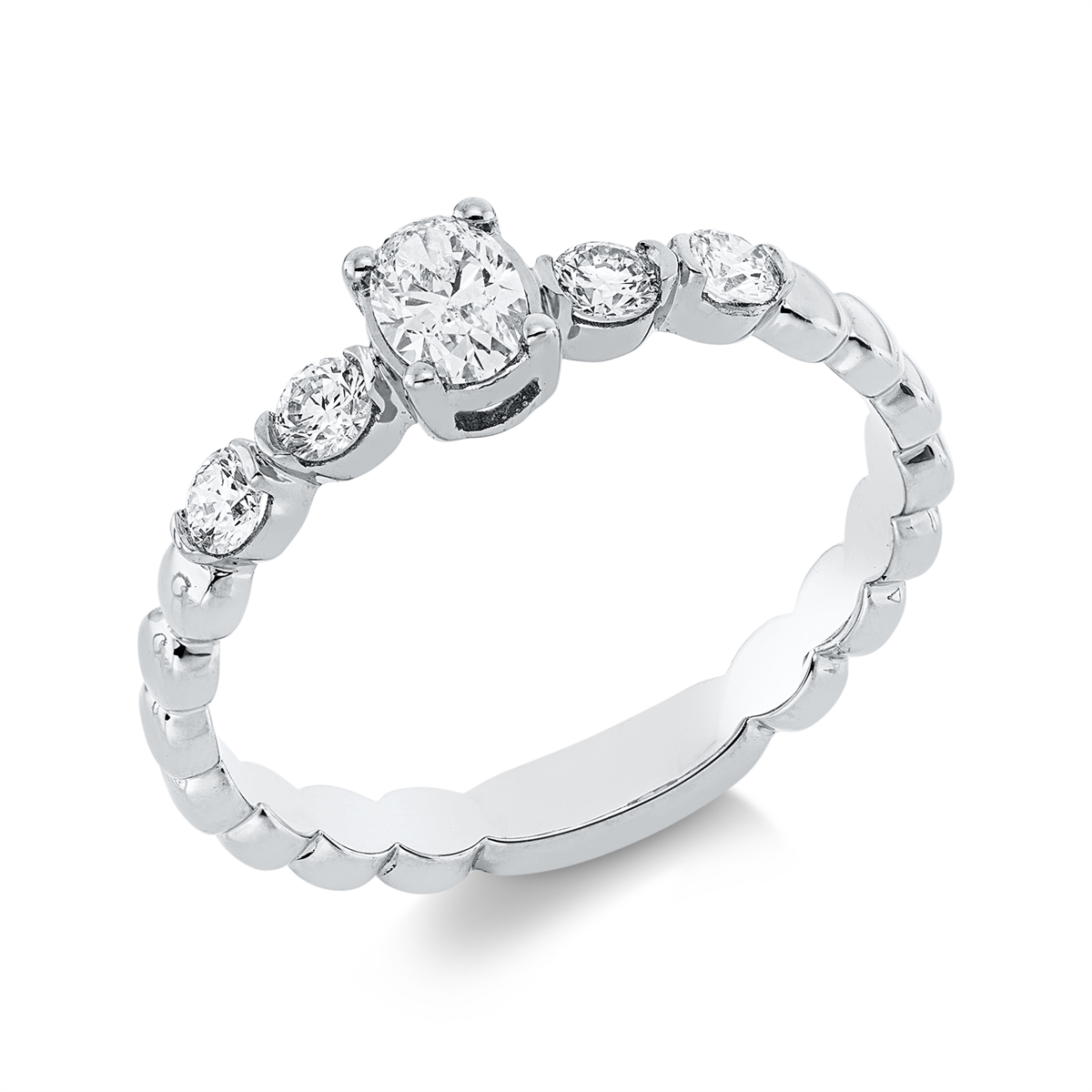 1HN78W Solitaeire Weißgold 18kt 0,44 Diamantringe mit 5 Diamanten - 1HN78 – Bild 1