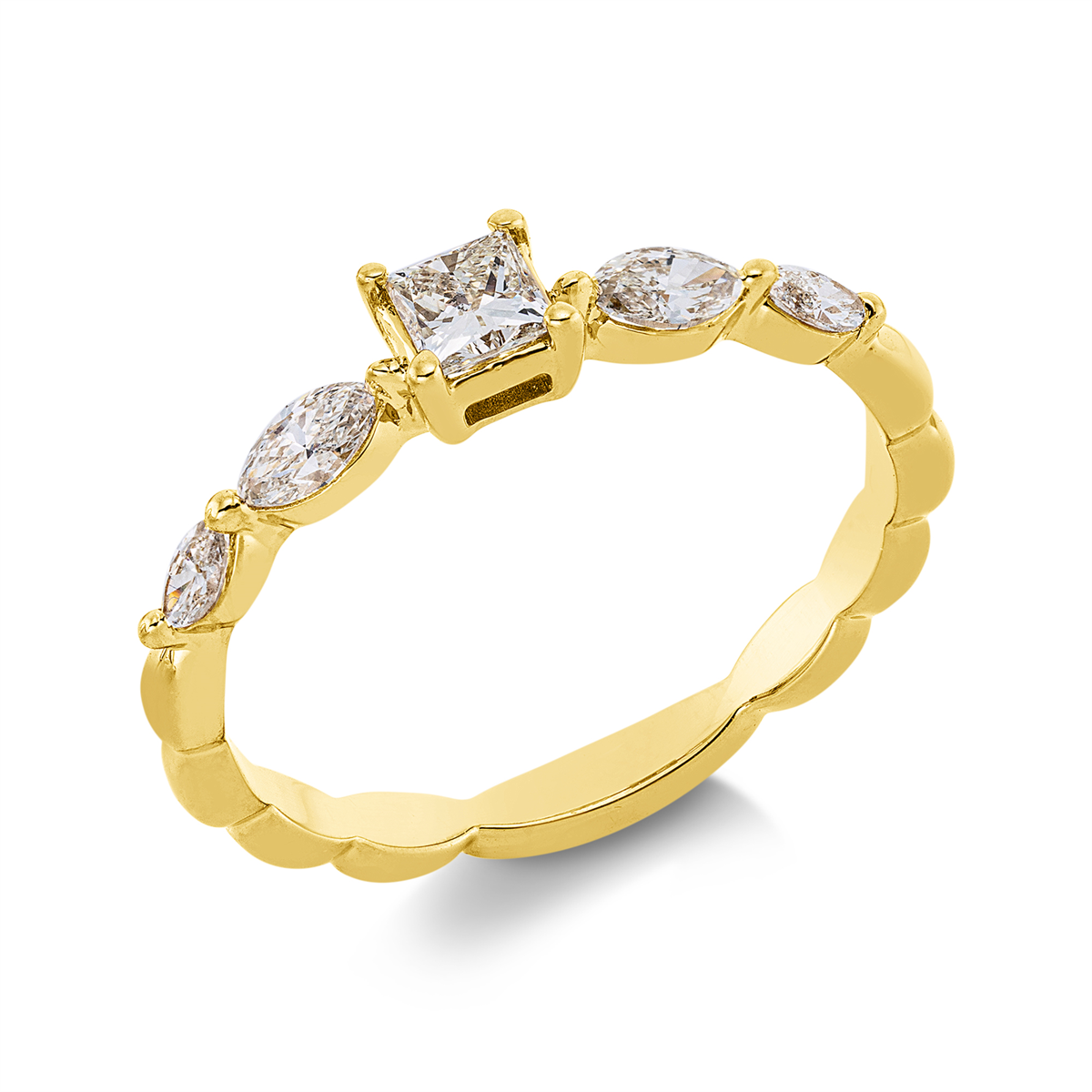 1HN79G Solitaeire Gelbgold 18kt 0,48 Diamantringe mit 5 Diamanten - 1HN79 – Bild 1