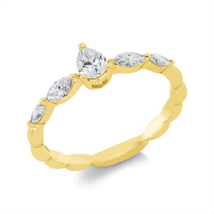 Solitaeire Gelbgold 18kt 0,46 Diamantringe mit 5 Diamanten - 1HN81