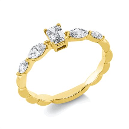 Solitaeire Gelbgold 18kt 0,53 Diamantringe mit 5 Diamanten - 1HN83