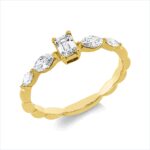 Solitaeire Gelbgold 18kt 0,60 Diamantringe mit 5 Diamanten - 1HN84