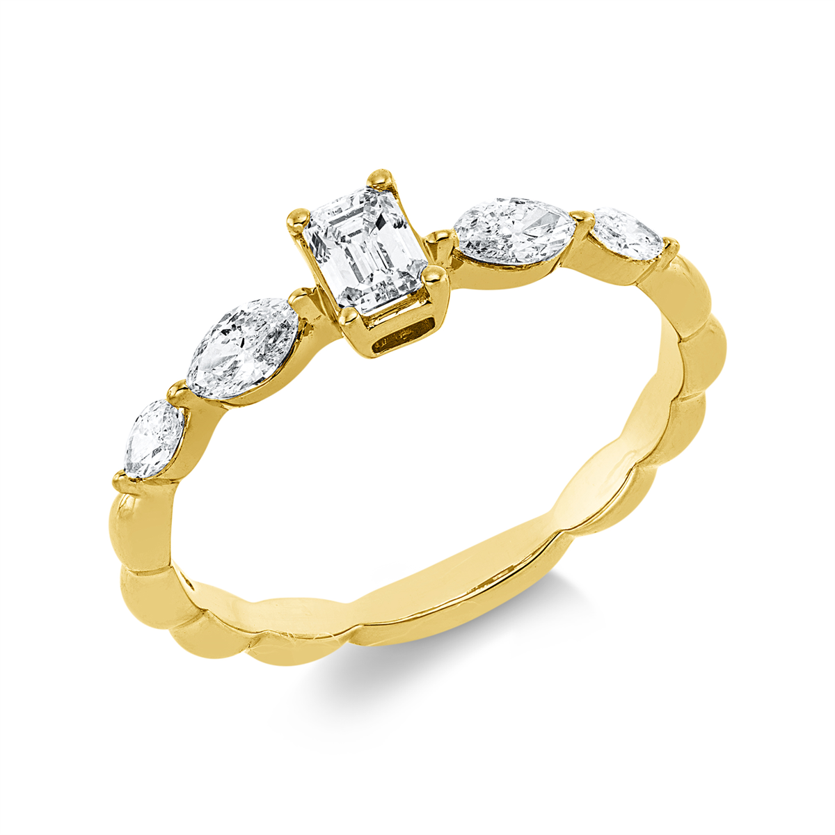 1HN84G Solitaeire Gelbgold 18kt 0,60 Diamantringe mit 5 Diamanten - 1HN84 – Bild 1