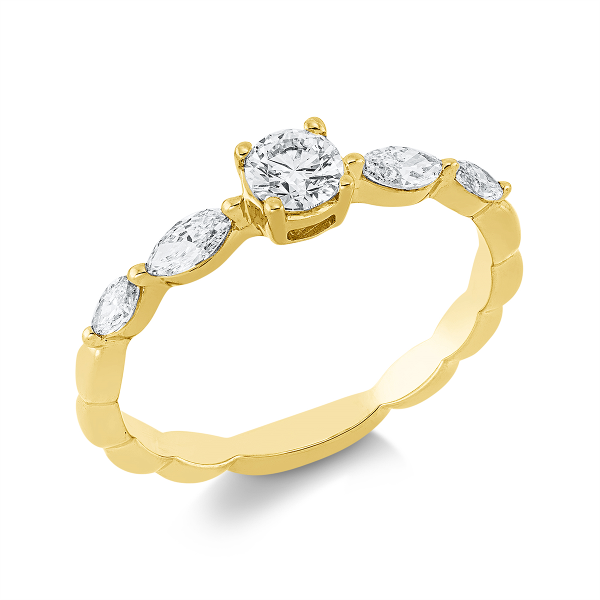 1HN85G Solitaeire Gelbgold 18kt 0,54 Diamantringe mit 5 Diamanten - 1HN85 – Bild 1