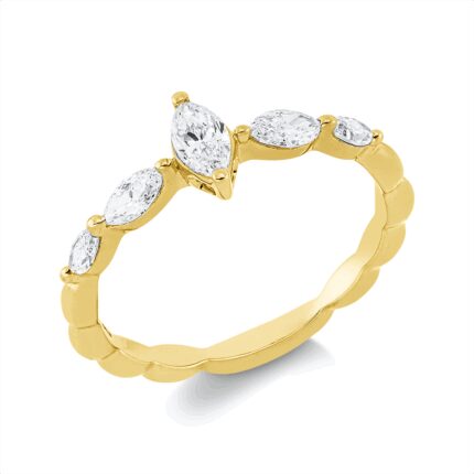 Solitaeire Gelbgold 18kt 0,54 Diamantringe mit 5 Diamanten - 1HN86