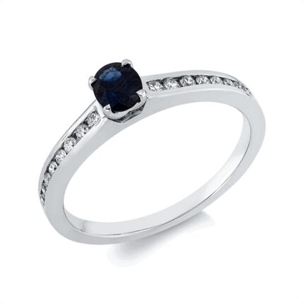 Farbstein 4er-Krappe Weißgold 18kt 0,16 Diamantringe Farbstein 0,36 ct - 1HO15