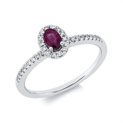 Farbstein Weißgold 18kt 0,16 Diamantringe Farbstein 0,24 ct - 1HP40