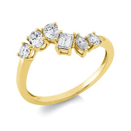 Baguette Gelbgold 18kt 0,68 Diamantringe mit 6 Diamanten - 1HP95