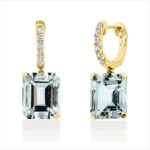 Ohrschmuck 4er-Krappe Gelbgold 18kt 0,24 Diamantschmuck Farbstein 9 ct - 2N855