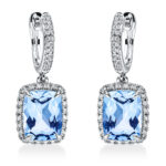 Ohrschmuck 4er-Krappe Weißgold 18kt 0,35 Diamantschmuck Farbstein 5,9 ct - 2O072