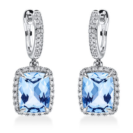 Ohrschmuck 4er-Krappe Weißgold 18kt 0,35 Diamantschmuck Farbstein 5,9 ct - 2O072