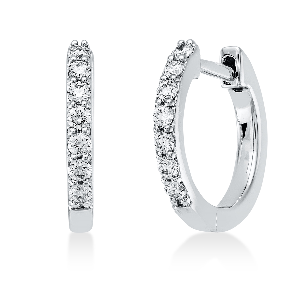 2U140W Creolen Weißgold 18kt 0,24 Diamantschmuck mit 14 Diamanten - 2U140 – Bild 1