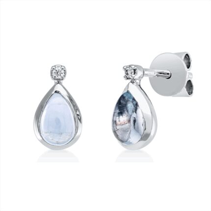 Ohrstecker Zarge Weißgold 18kt 0,02 Diamantschmuck Farbstein 0,9 ct - 2U185