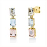 Ohrschmuck 4er-Krappe Gelbgold 18kt 0,07 Diamantschmuck Farbstein 7,7 ct - 2U767