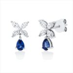 Ohrstecker Weißgold 18kt 0,35 Diamantschmuck Farbstein 0,45 ct - 2U964