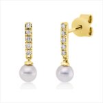 Ohrstecker Gelbgold 18kt 0,06 Diamantschmuck mit 10 Diamanten Zuchtperle 4,1 mm - 2V013