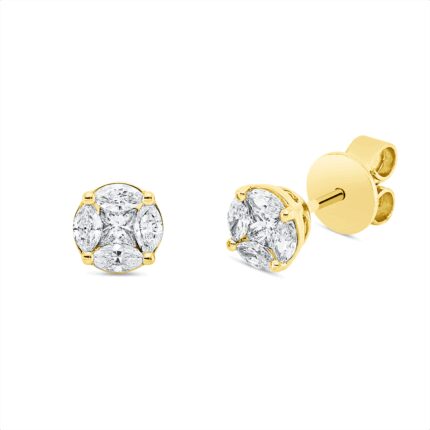 Ohrstecker Gelbgold 18kt 0,43 Diamantschmuck mit 10 Diamanten - 2V121