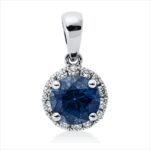 Anhänger Weißgold 18kt 0,12 Diamantschmuck Farbstein 0,88 ct - 3I010