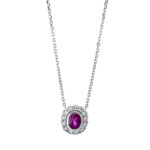 Collier Weißgold 18kt 0,28 Diamantschmuck Farbstein 0,48 ct - 4J846