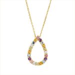 Collier Gelbgold 18kt 0,06 Diamantschmuck Farbstein 0,82 ct - 4N814