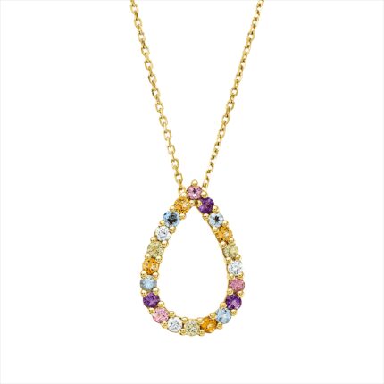 Collier Gelbgold 18kt 0,06 Diamantschmuck Farbstein 0,82 ct - 4N814