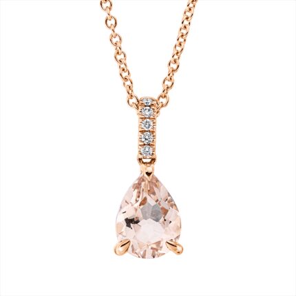Collier 3er-Krappe Rosegold 18kt 0,03 Diamantschmuck Farbstein 1,08 ct - 4N847