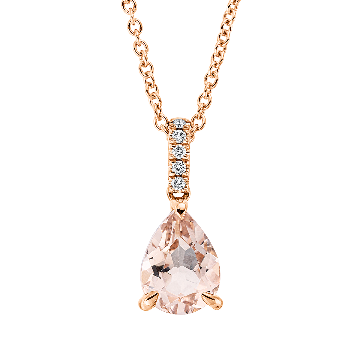 4N847R Collier 3er-Krappe Rosegold 18kt 0,03 Diamantschmuck Farbstein 1,08 ct - 4N847 – Bild 1