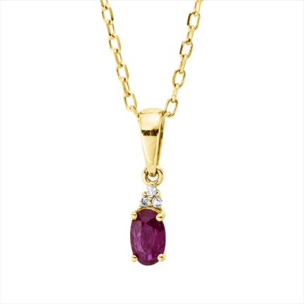Collier 4er-Krappe Gelbgold 18kt 0,01 Diamantschmuck Farbstein 0,31 ct - 4O220