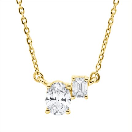 Collier Gelbgold 18kt 0,41 Diamantschmuck mit 2 Diamanten - 4O382