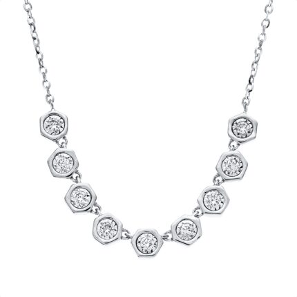 Collier Weißgold 18kt 0,13 Diamantschmuck mit 9 Diamanten - 4O397