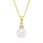 Collier Gelbgold 18kt 0,02 Diamantschmuck mit 1 Diamanten Zuchtperle 5,8 mm - 4O398