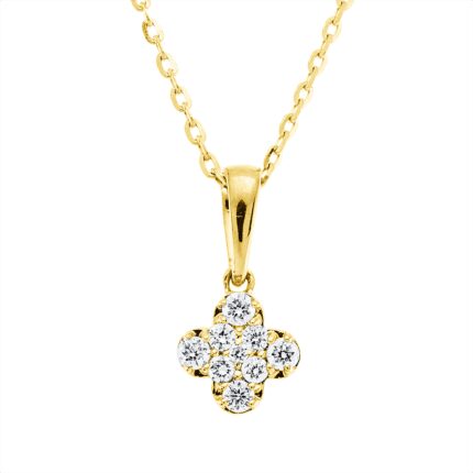 Collier Gelbgold 18kt 0,07 Diamantschmuck mit 9 Diamanten - 4O401