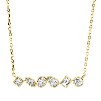 Collier Gelbgold 18kt 0,48 Diamantschmuck mit 6 Diamanten - 4O482
