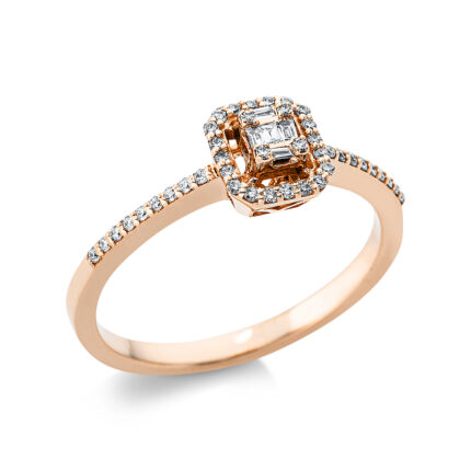 Mehrfachsteinbesatz Rosegold 18kt 0,13 Diamantringe mit 48 Diamanten - 1AD12